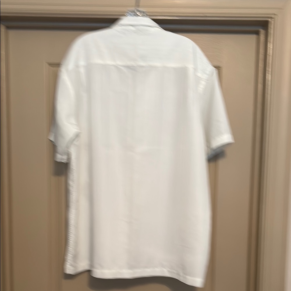 Express White Casual Button Down Shirt with Subtle Floral Design - Picture 2 of 3